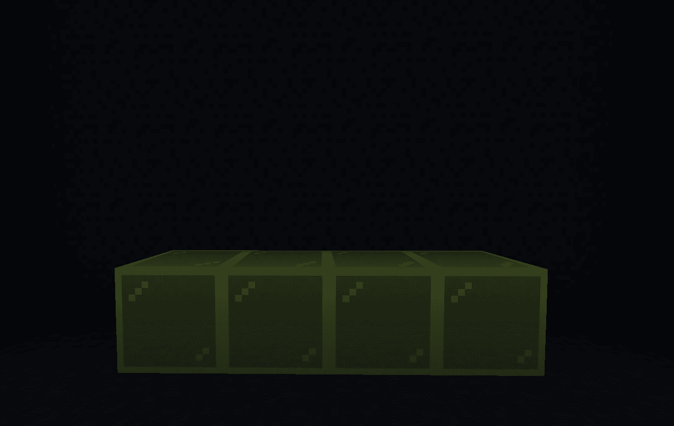 Row of green stained glass blocks before Fake Spawner is enabled