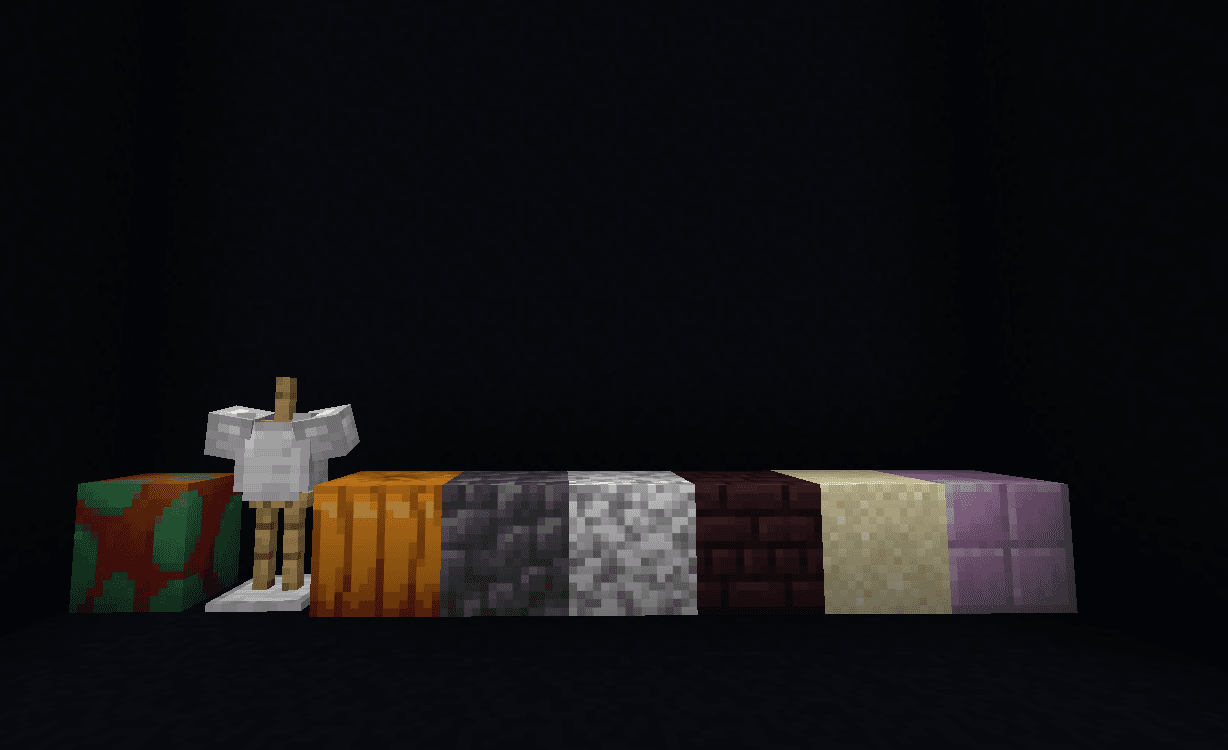 Minecraft block lineup before Lootdrop Visuals is enabled
